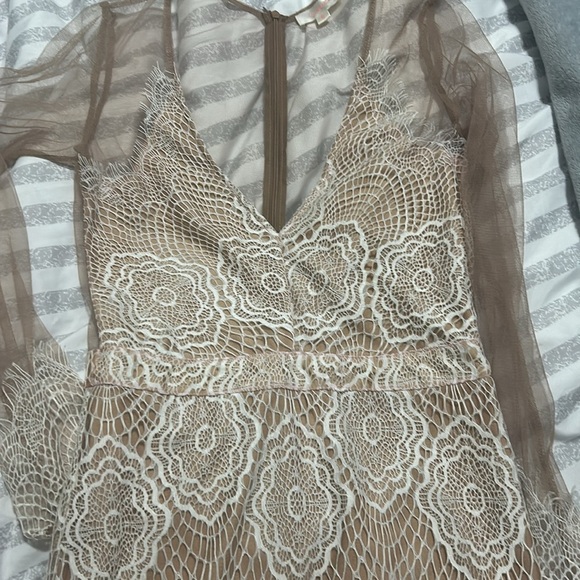 Luxxel Nude Mesh White Lace Dress from Revolve - Picture 5 of 6